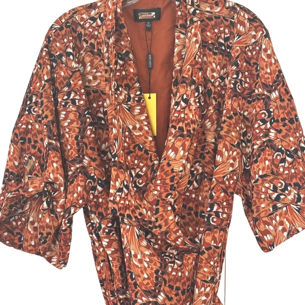 ALEXIA ADMOR Dolman Sleeve Wrap Dress Butterfly Print brown Size 10